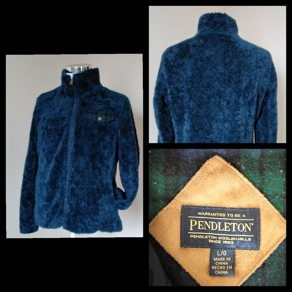 NWT Pendleton Womens Ladies' Fuzzy Zip Jacket in Blue - Picture 3 of 8